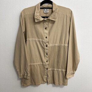 Vintage CC Collection Beige Long‎ Sleeve Tunic Top Shirt Size XL 100% Cotton USA